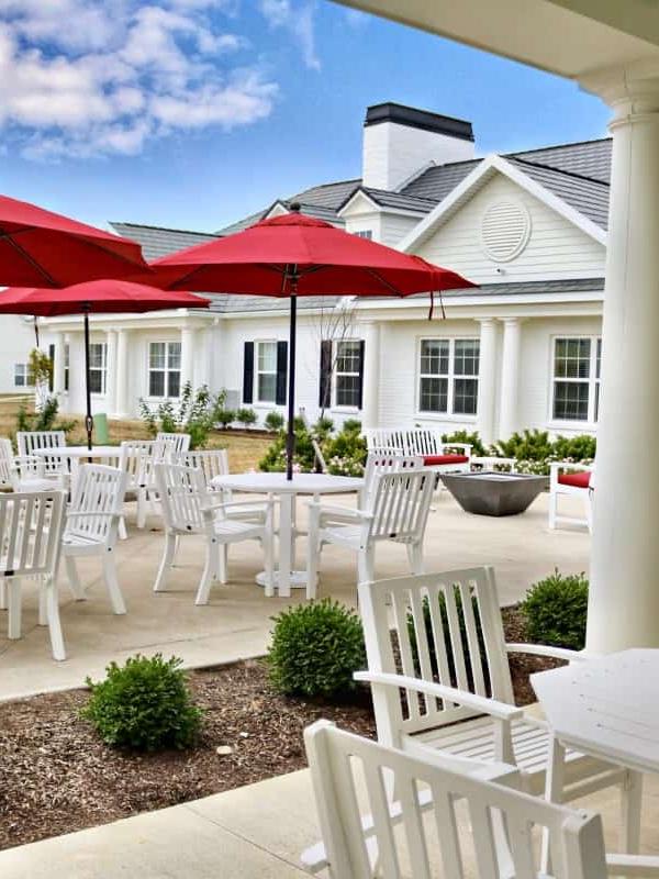 image of outdoor patio at cherry blossom